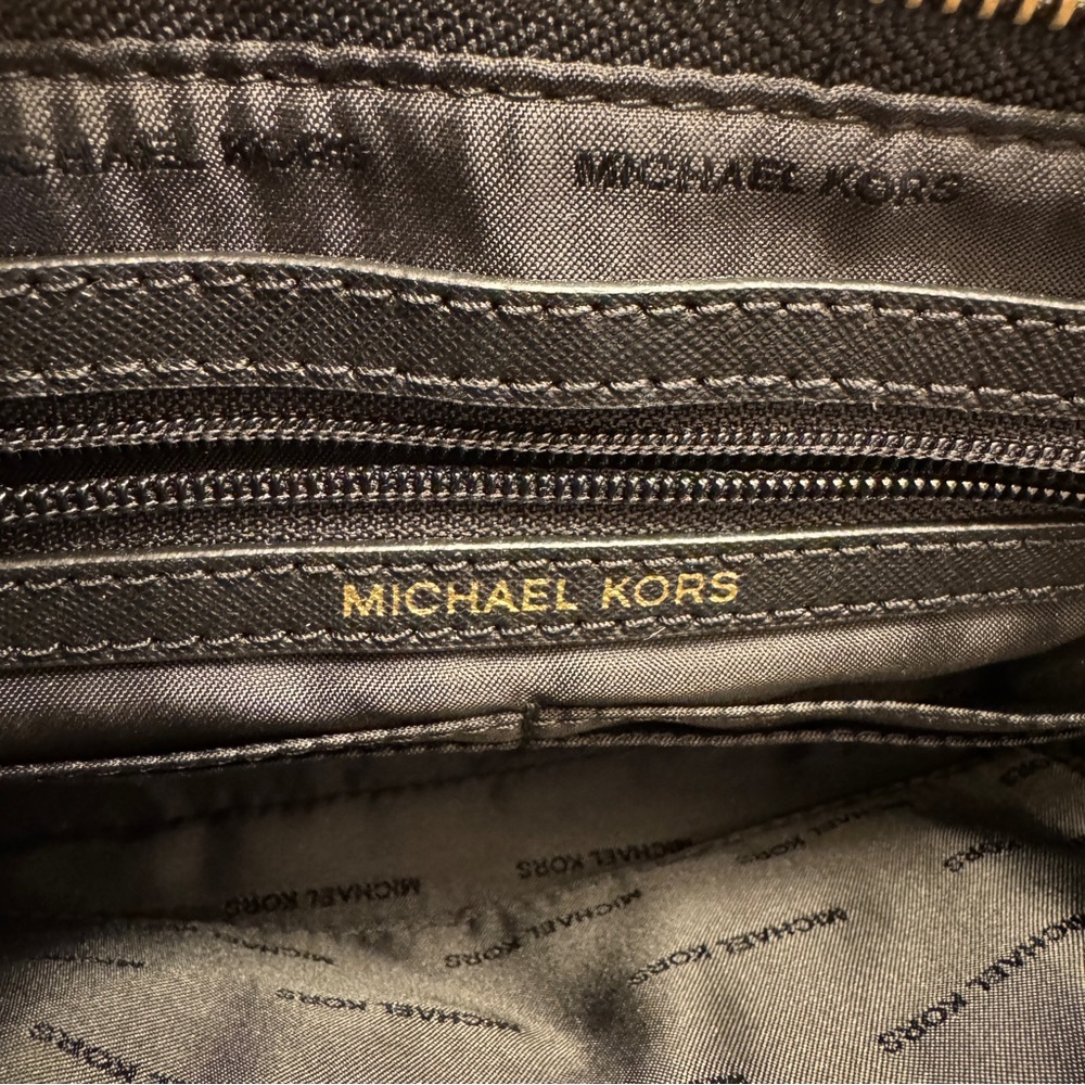 Michael Kors MK Black Crossbody Bag with Gold Accents LIKE NEW - Picture 8 of 15